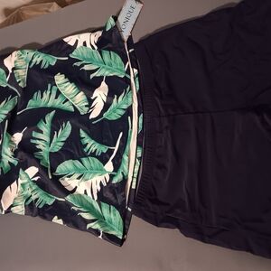Monique Tropical Leaf Print Top and Black Shorts Set